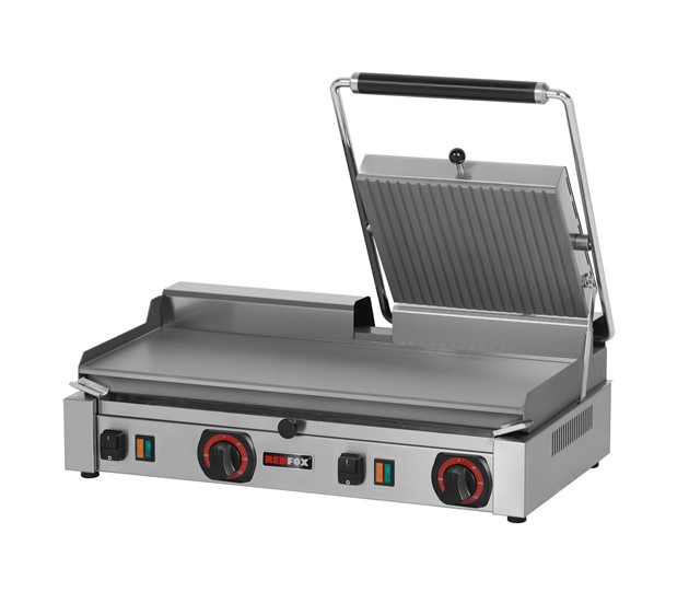 RM Gastro REDFOX Snack klämgrill, höger, slät+räfflad PD-2020-LSP